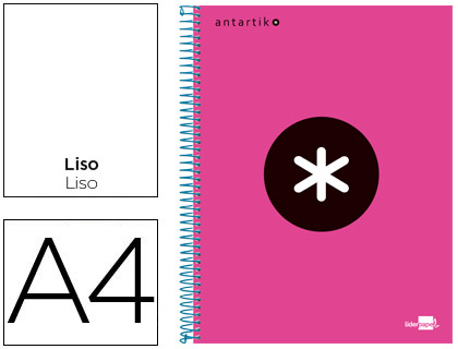 Cuaderno espiral Liderpapel Antartik A-4 tapa forrada 120h micro 100g liso color rosa flúor